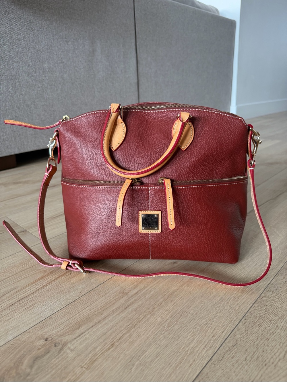 Dooney & Bourke Cranberry Dillen Double Pocket Satchel